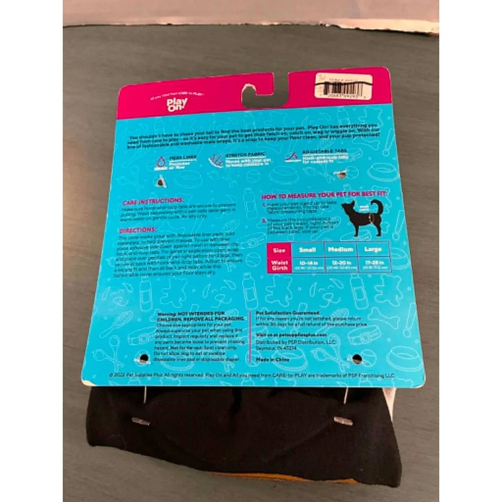 Play On Male Wrap Dog Diaper Large Black Incontinence Champion New Adjustable